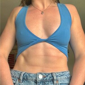 blue cropped top